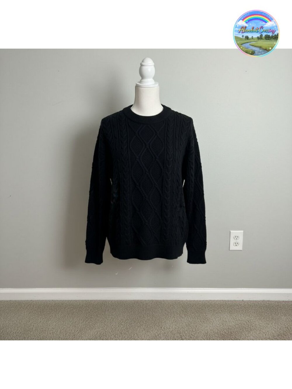 Oversized Cable Knit Crew Neck Pullover Sweater Thick Heavyweight